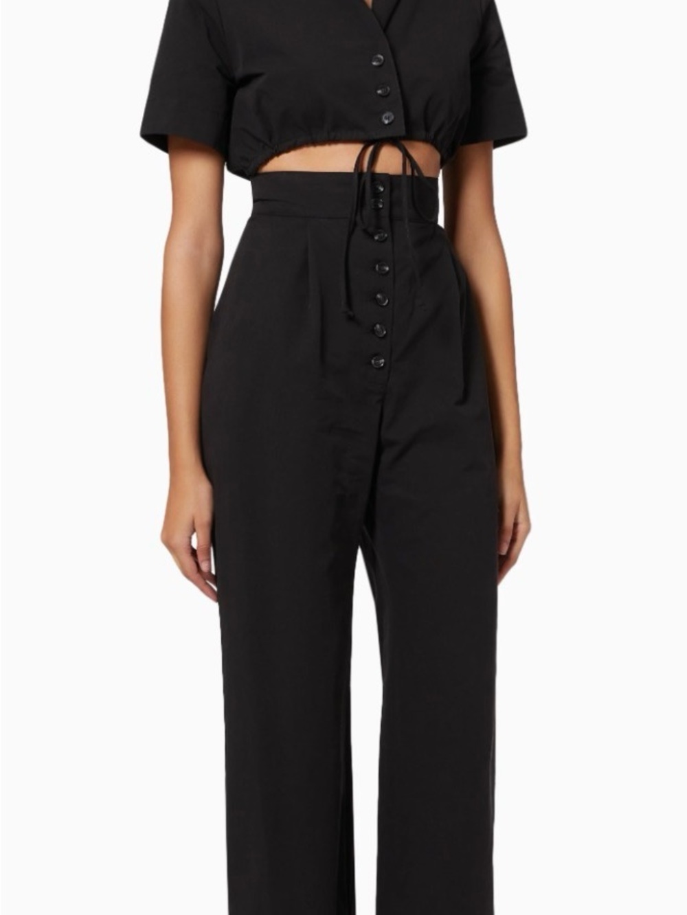 NWT-MATTHEW BRUCH CUTOUT CAMP JUMPSUIT-BLACK SIZE XS (1) -RETAILS $585 - Picture 2 of 7